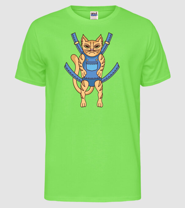 Pisică Supărată model verde neon pe tricou