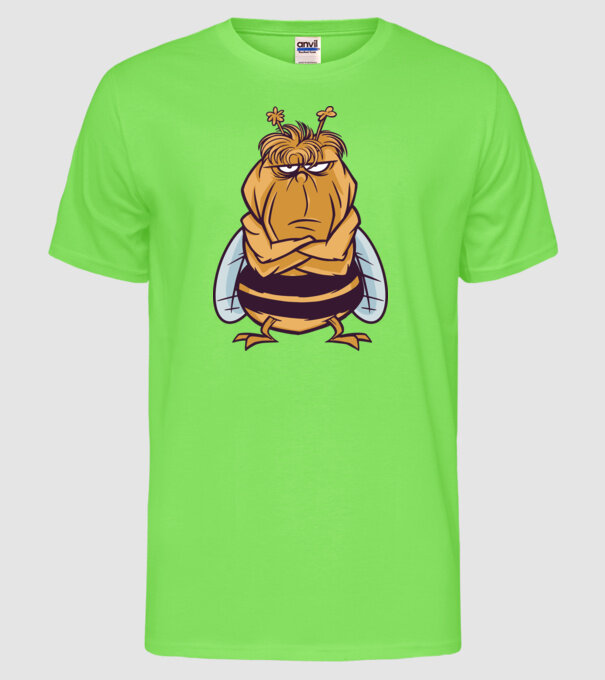 Albină Supărată model verde neon pe tricou