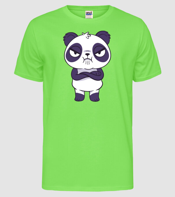 Panda furios model verde neon pe tricou