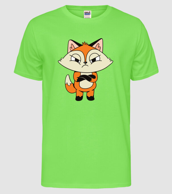 Vulpe furioasă model verde neon pe tricou