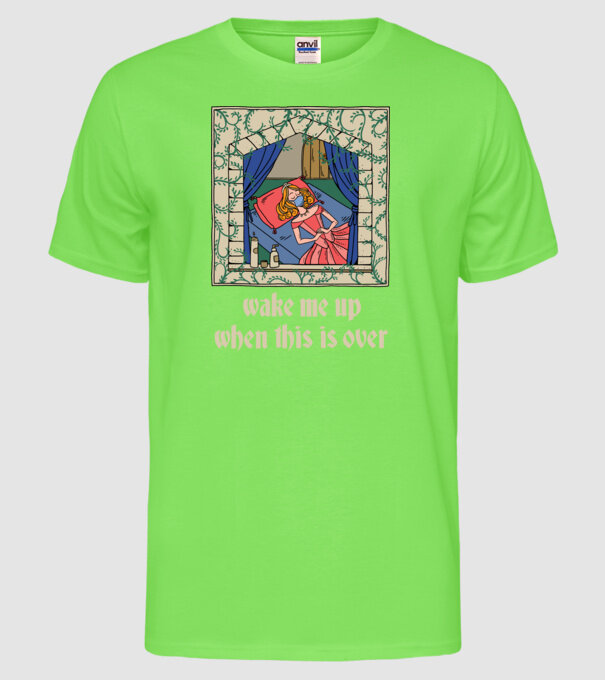 Prințesă de basm cu mască model verde neon pe tricou