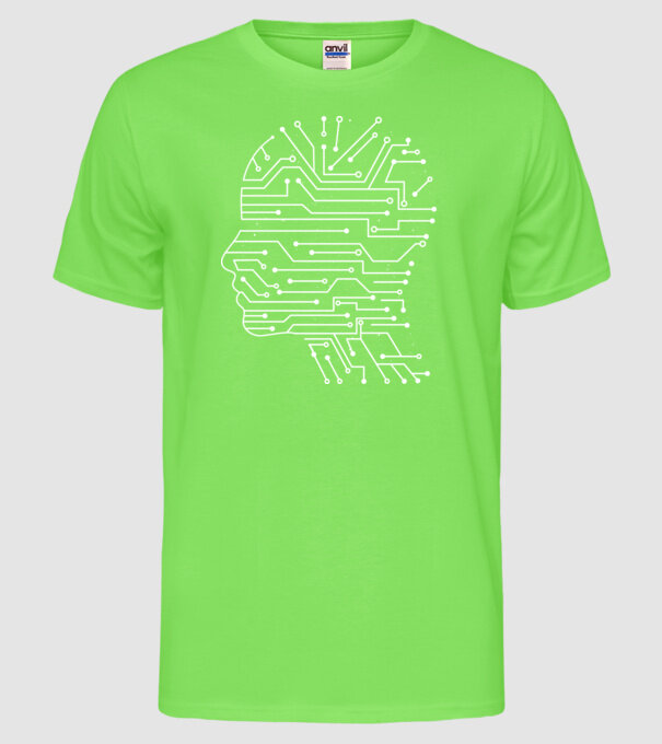 Inteligența artificială AI model verde neon pe tricou