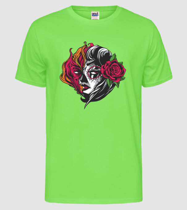 Fată Mexicană Demon model verde neon pe tricou