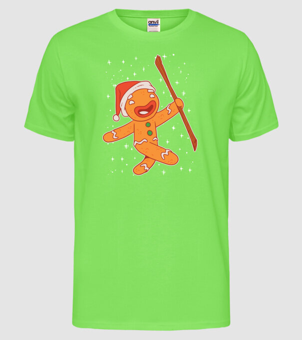 Turtă dulce Moș Crăciun tricou model verde neon pe tricou