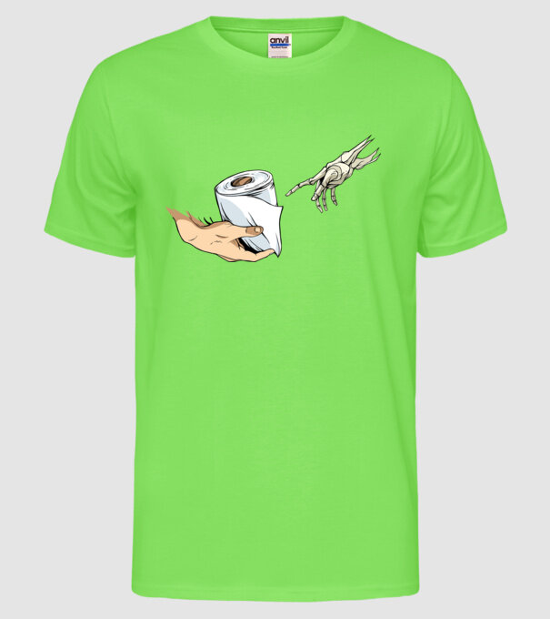 Michelangelo coronavirus hârtie igienică model verde neon pe tricou