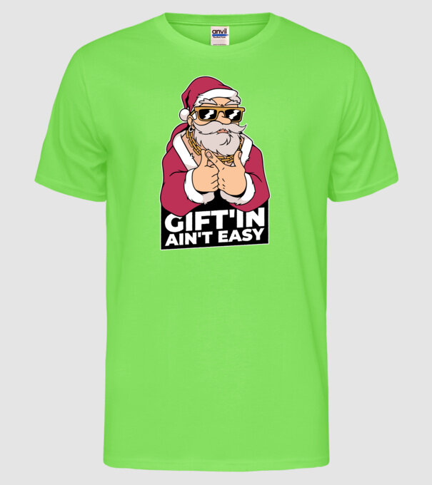 Moș Crăciun Gangster - tricou amuzant Crăciun model verde neon pe tricou