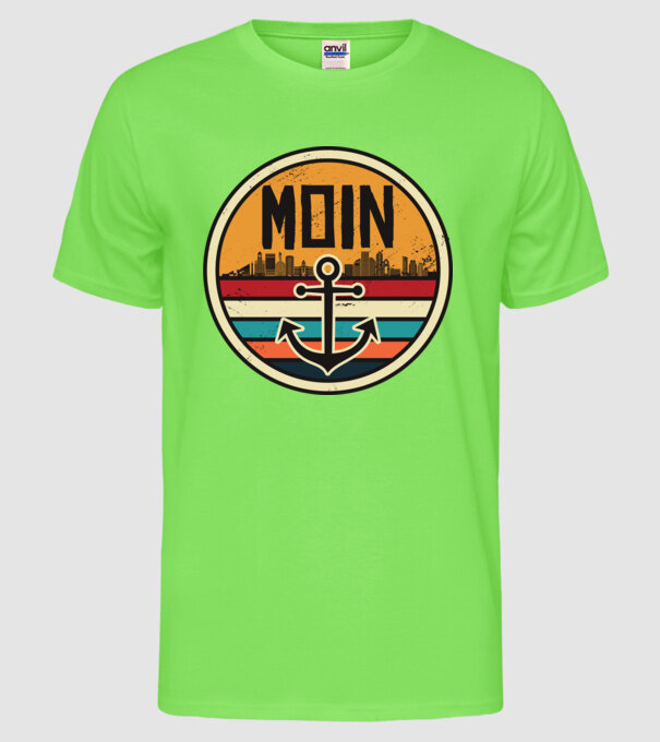 Ancoră Moin model verde neon pe tricou