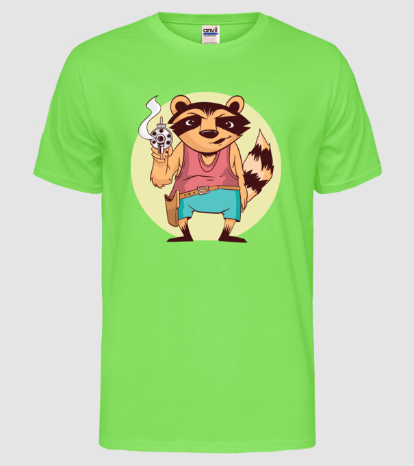Raton cu armă model verde neon pe tricou
