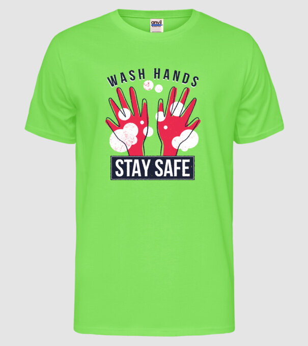 Spală-te pe mâini și fii în siguranță Coronavirus model verde neon pe tricou