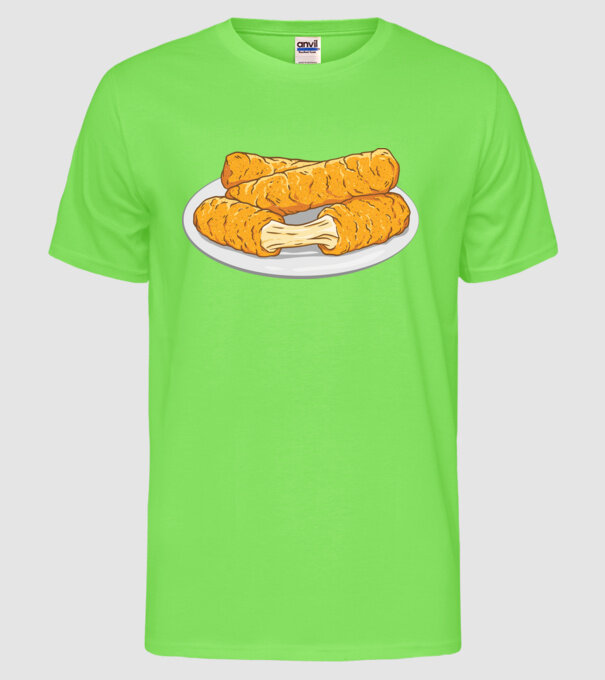 Fâșii de mozarella model verde neon pe tricou