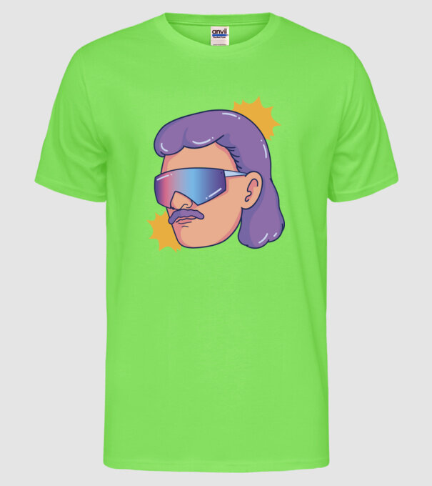 Cap Mullet Retro model verde neon pe tricou