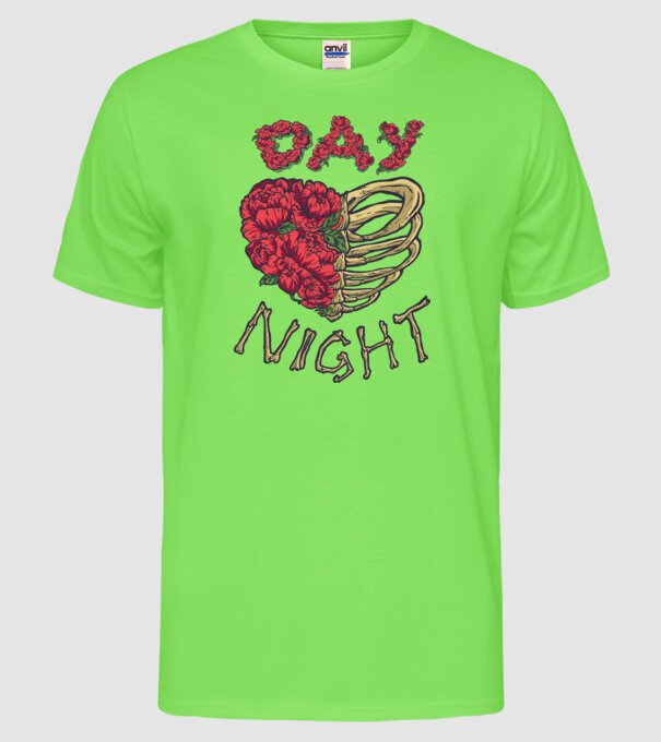 Zi vs. noapte model verde neon pe tricou