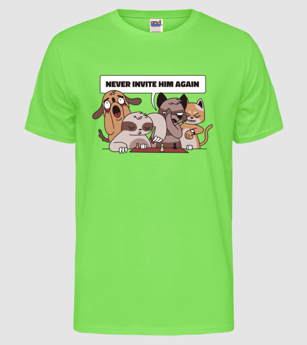 Să nu-l mai invităm niciodată - Leneș model verde neon pe tricou