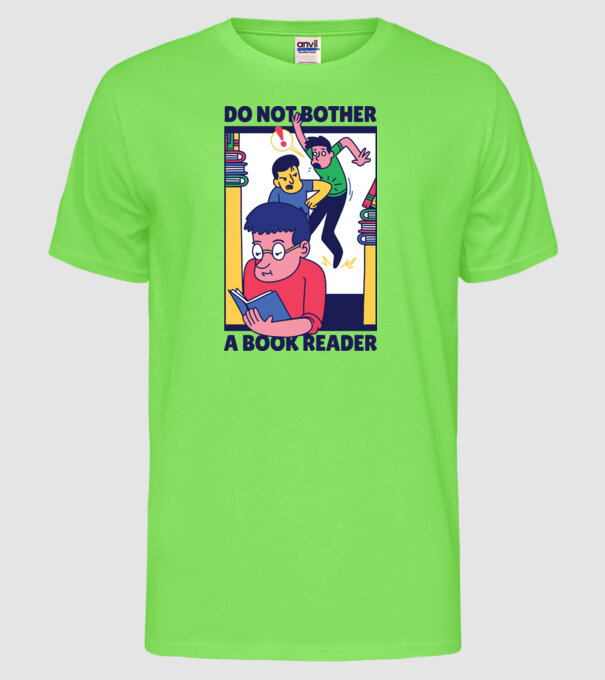 Nu mă deranja în timp ce citesc model verde neon pe tricou