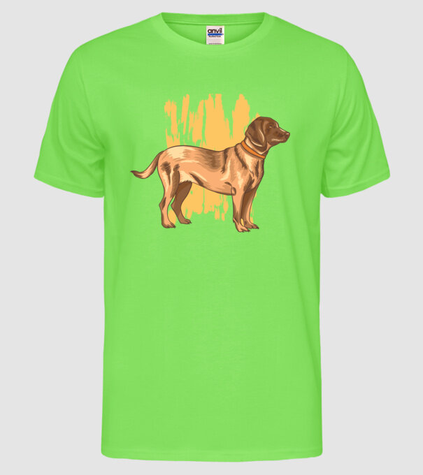 Câine de vânătoare german model verde neon pe tricou