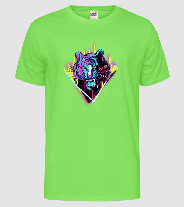 Tigru Neon anii 80 retro model verde neon pe tricou