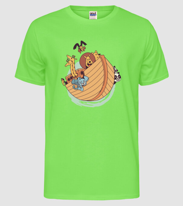 Arca lui Noe model verde neon pe tricou