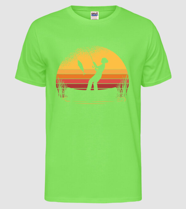 Femeie Pescar model verde neon pe tricou