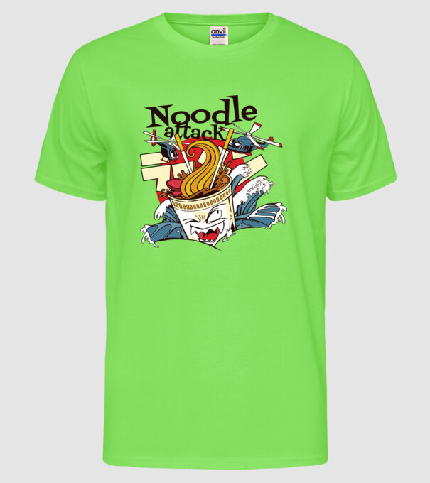 Noodle Attack model verde neon pe tricou