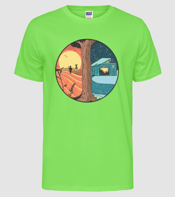 Vară vs iarnă model verde neon pe tricou