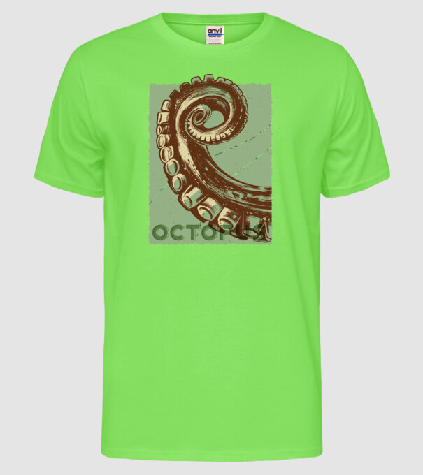 Caracatiță Octopus model verde neon pe tricou