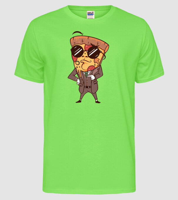 Agent de pizza în Costum model verde neon pe tricou