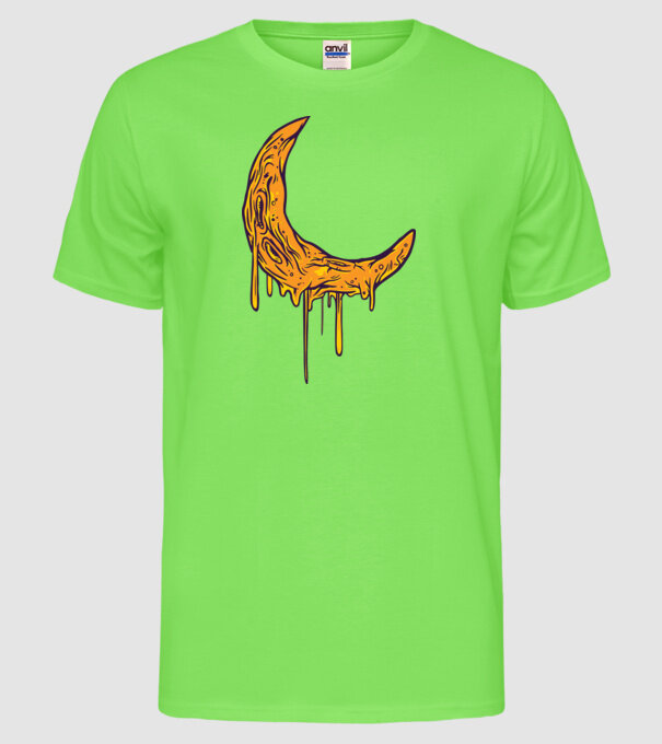 Luna topindu-se model verde neon pe tricou