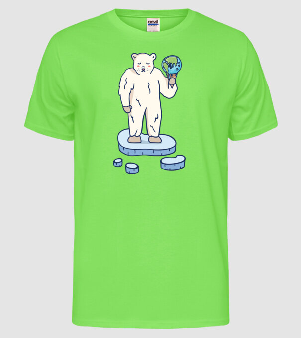 Topirea gheții cu urs polar model verde neon pe tricou