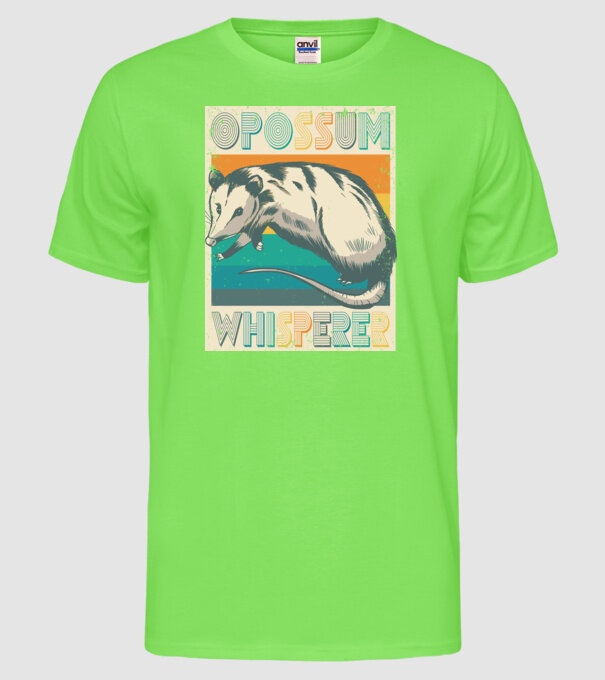 Opossum Whisperer model verde neon pe tricou
