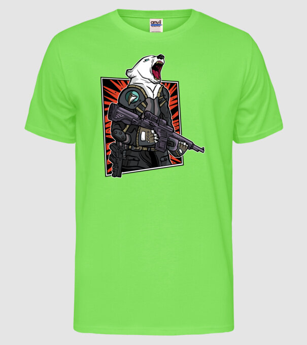 Ursul rusesc înarmat model verde neon pe tricou