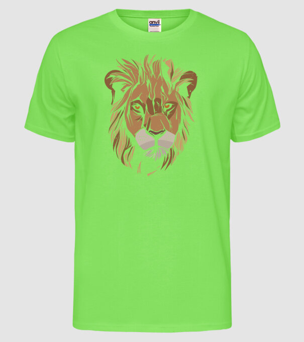 Cap de leu model verde neon pe tricou
