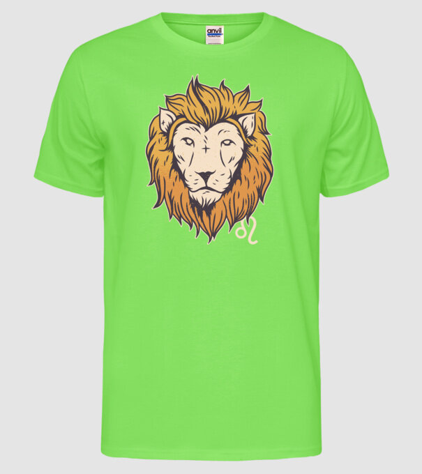 Lion head Horoscope model verde neon pe tricou