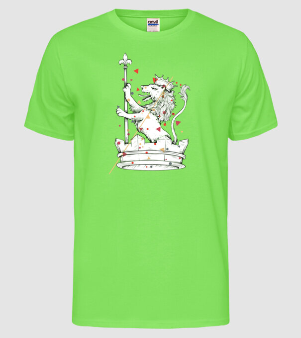 Leu Coroană model verde neon pe tricou