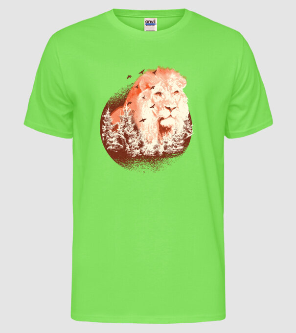 Tricou Leu Natură model verde neon pe tricou