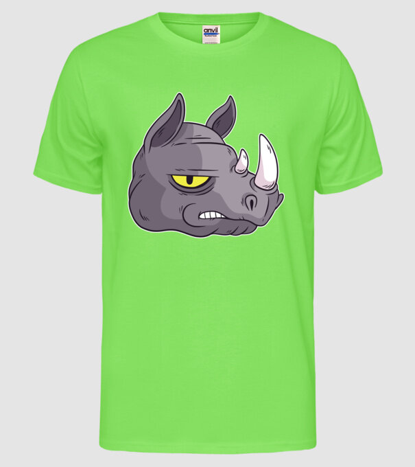 Cap de rinocer model verde neon pe tricou