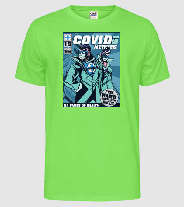 Medici Supereroi Benzi desenate model verde neon pe tricou