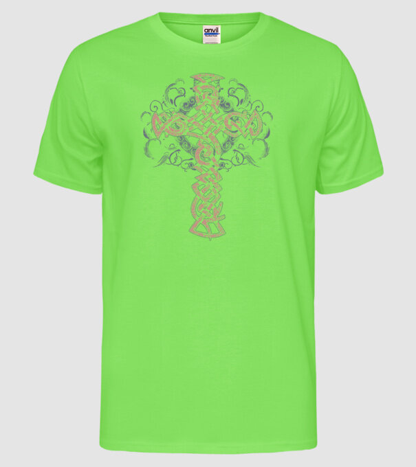 Cruce veche vikingă model verde neon pe tricou