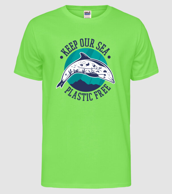 Să protejăm apele de plastic model verde neon pe tricou
