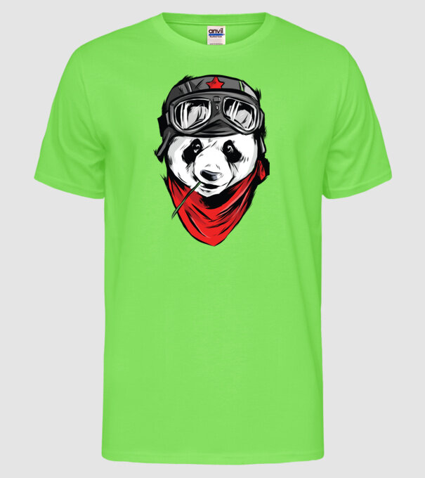 Panda Gerilla model verde neon pe tricou