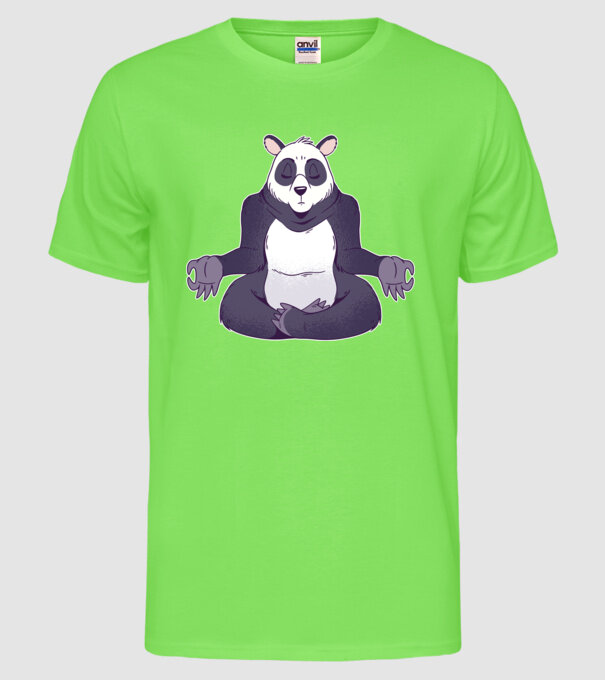 Panda Meditație model verde neon pe tricou