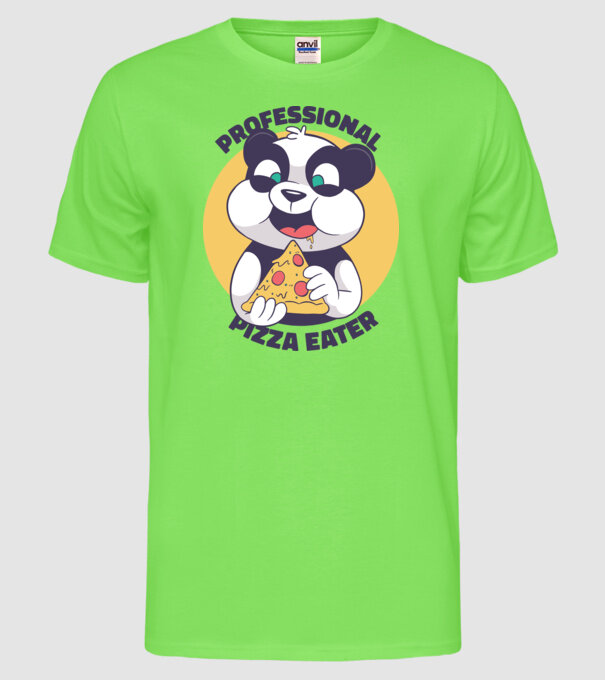 Panda Pizza model verde neon pe tricou
