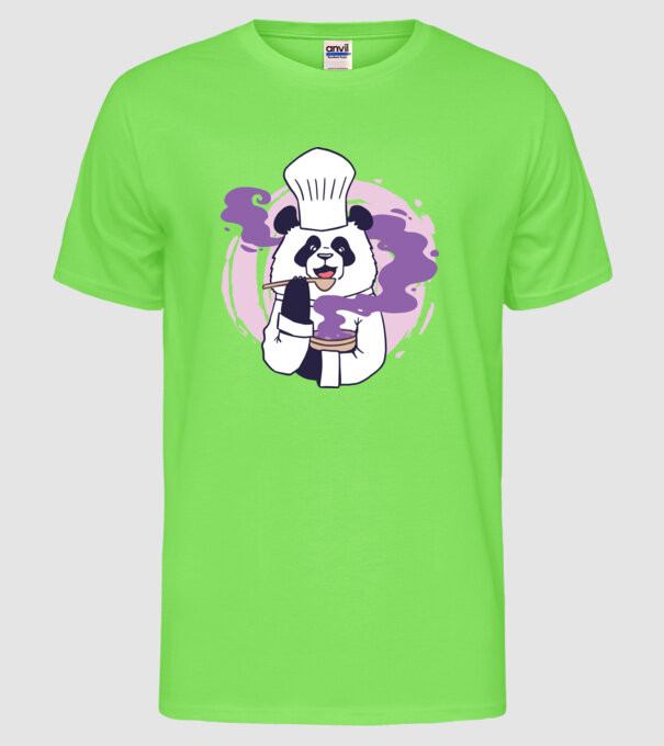 Panda Chef model verde neon pe tricou