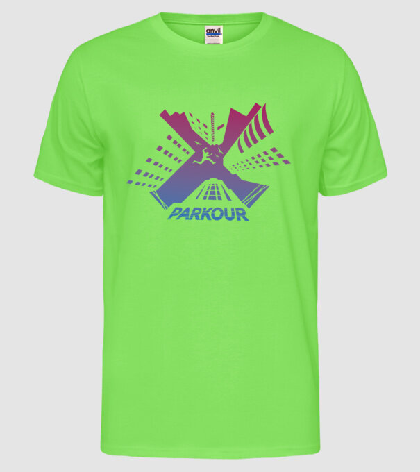Parkour model verde neon pe tricou