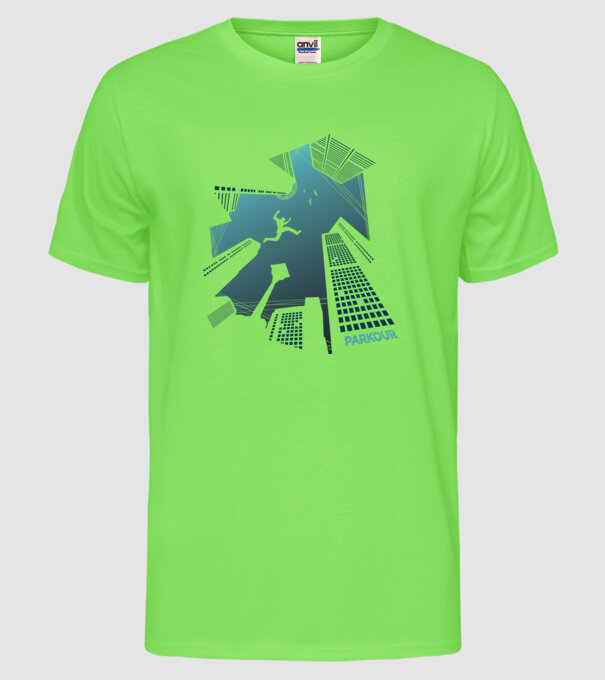 Tricou design Parkour model verde neon pe tricou