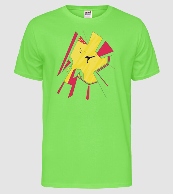 Alergare Parkour model verde neon pe tricou