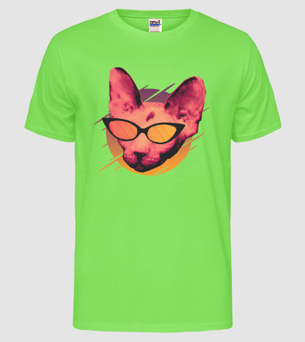 Pisică Petrecere model verde neon pe tricou