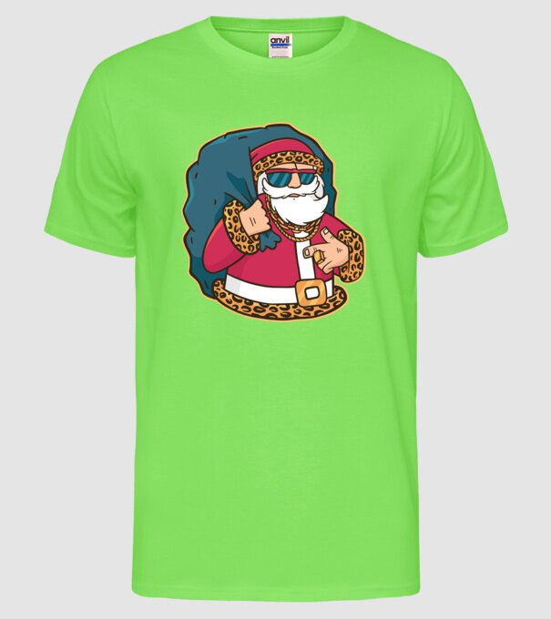 Moș Crăciun Pimp model verde neon pe tricou