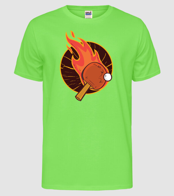 Paletă de ping-pong model verde neon pe tricou