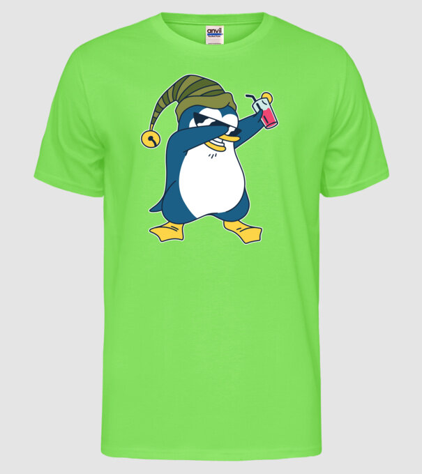 Pinguin DAB model verde neon pe tricou