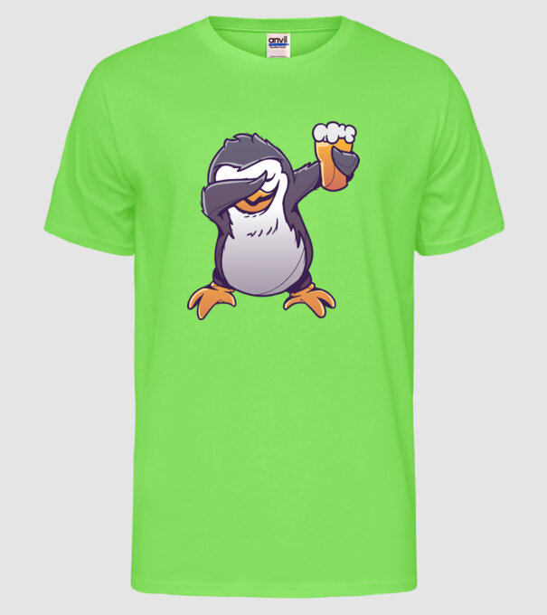Pinguin cu Bere DAB model verde neon pe tricou